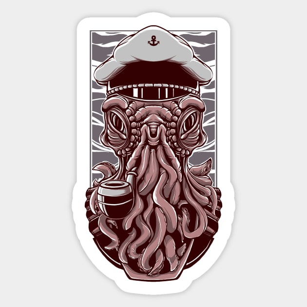 Squid Beard Captain Sticker by phebriand